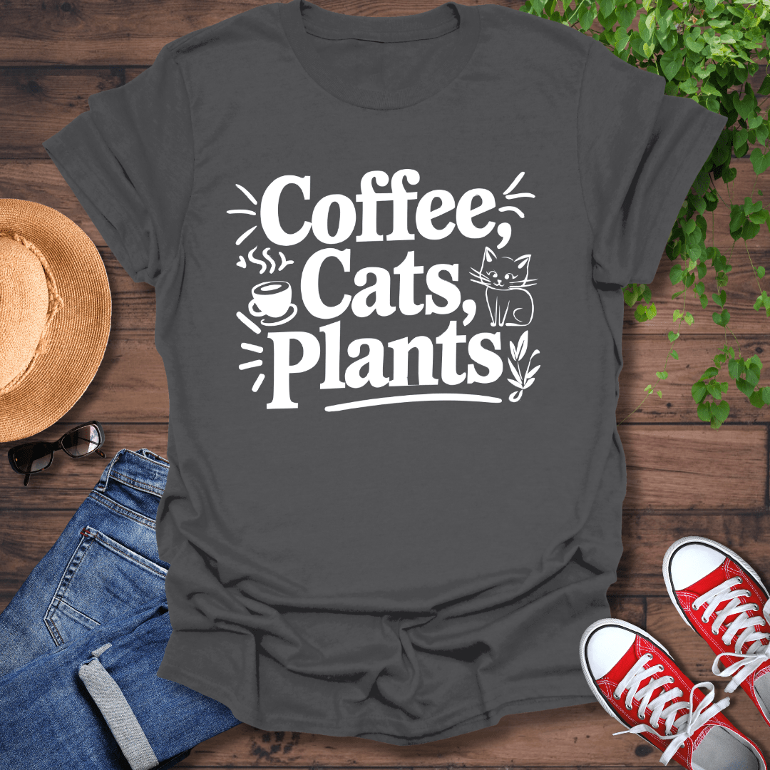 Coffee, Cats and Plants T-Shirt