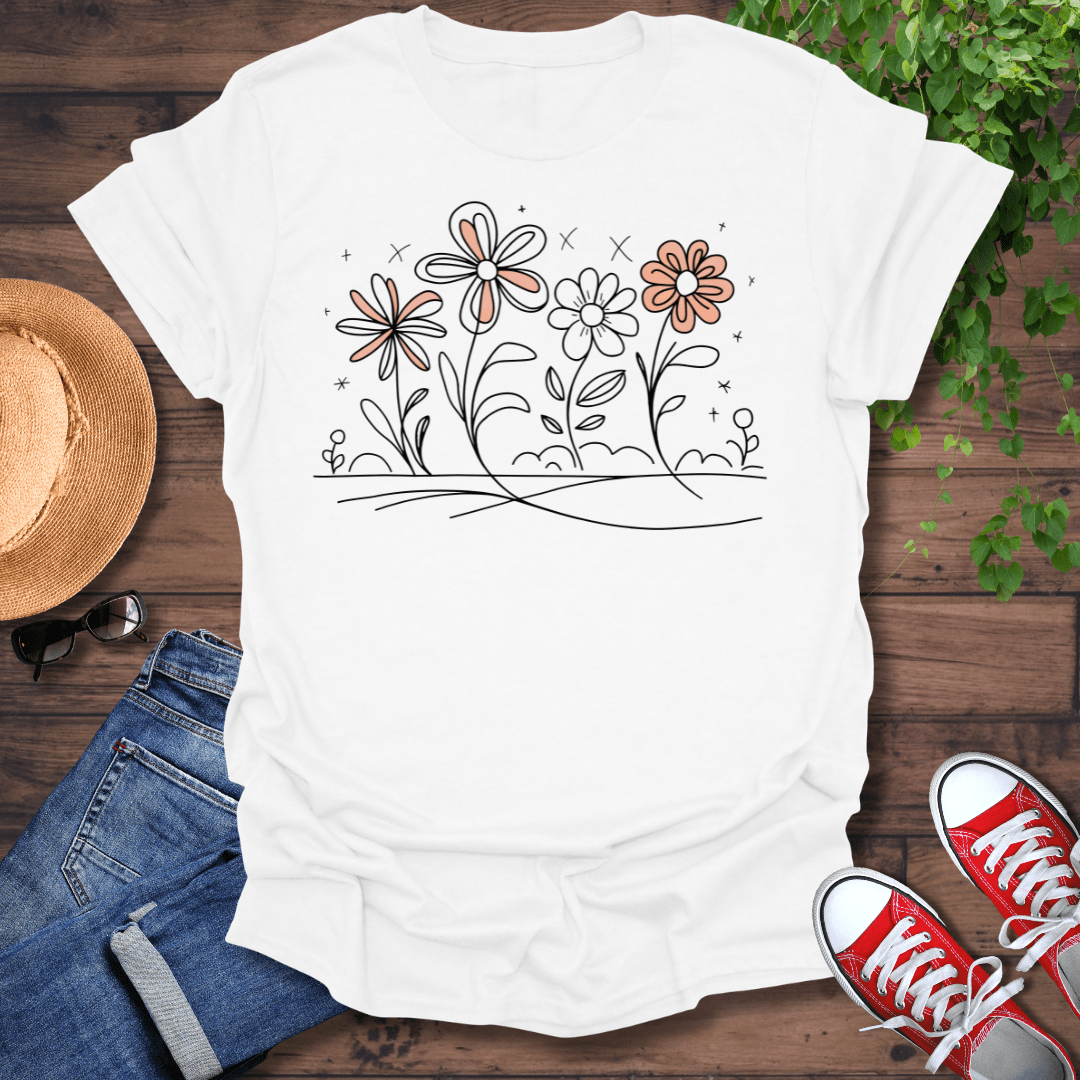 Hand Drawn Flowers T-Shirt