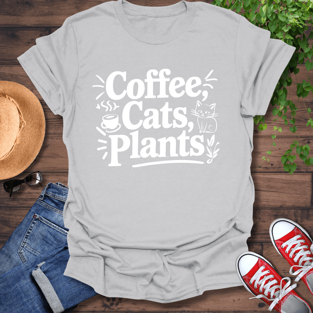 Coffee, Cats and Plants T-Shirt