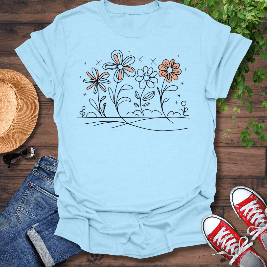 Hand Drawn Flowers T-Shirt