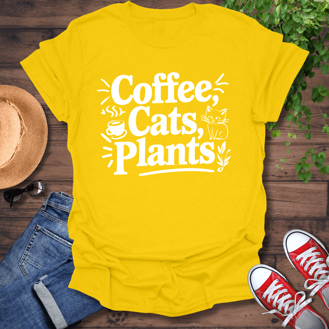 Coffee, Cats and Plants T-Shirt