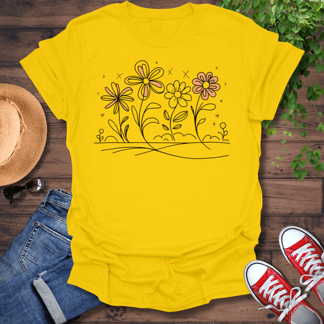 Hand Drawn Flowers T-Shirt