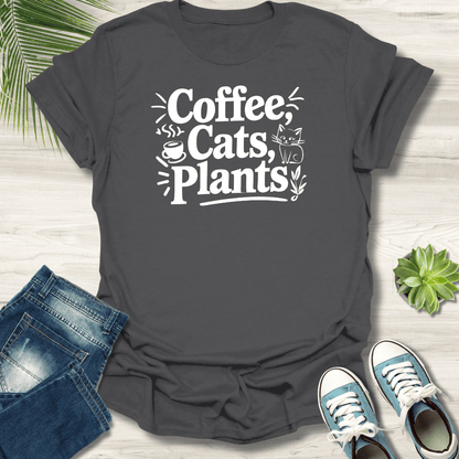 Coffee, Cats and Plants T-Shirt