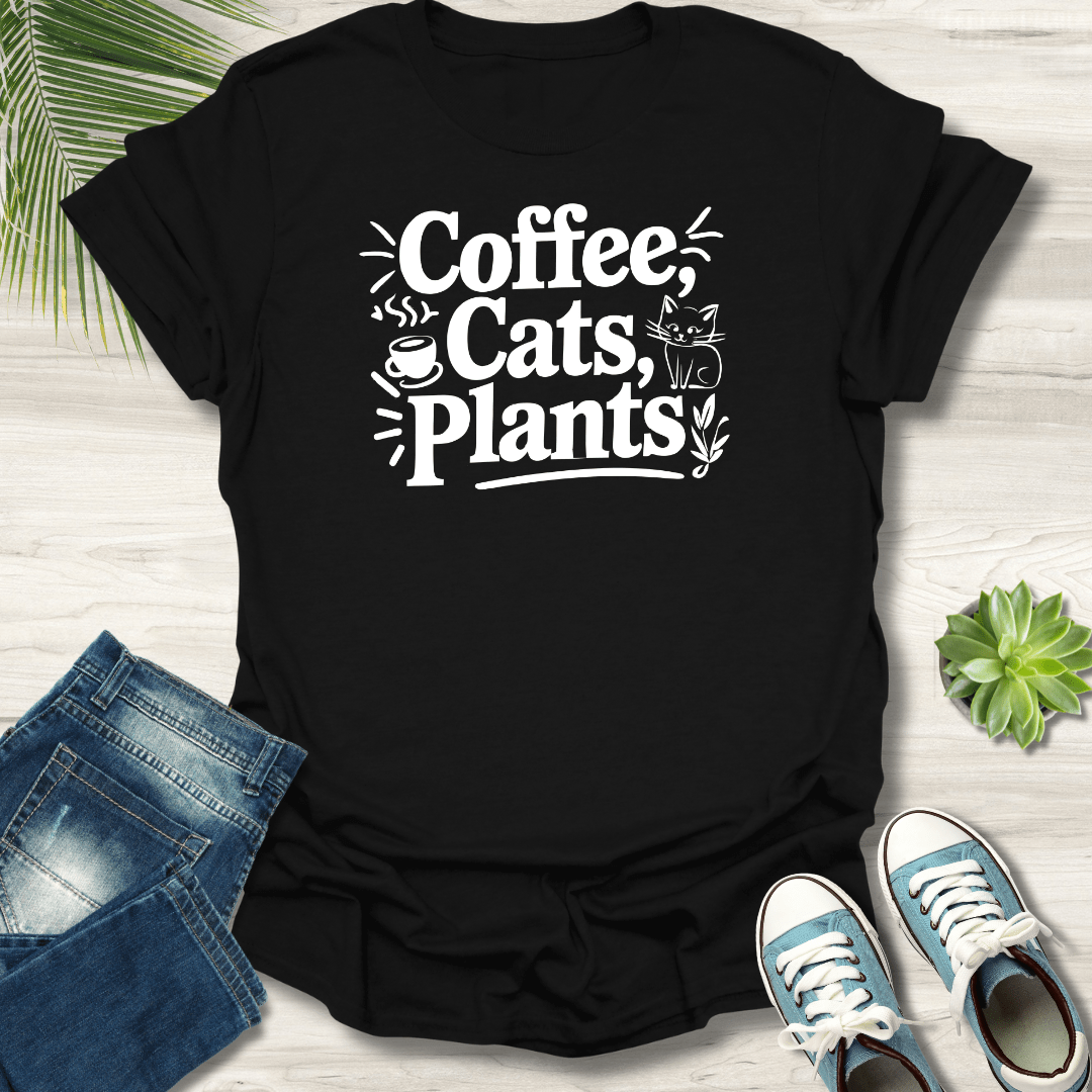 Coffee, Cats and Plants T-Shirt