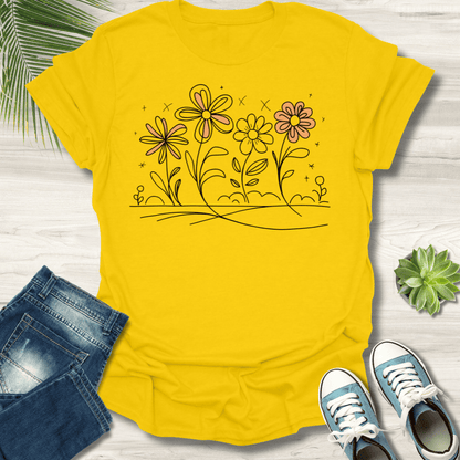 Hand Drawn Flowers T-Shirt