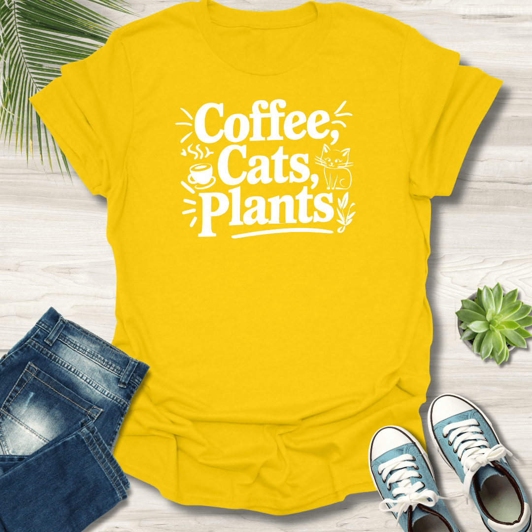 Coffee, Cats and Plants T-Shirt