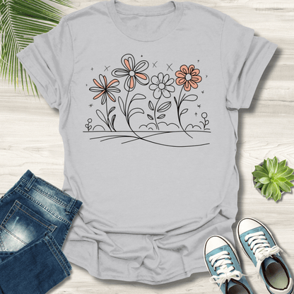 Hand Drawn Flowers T-Shirt