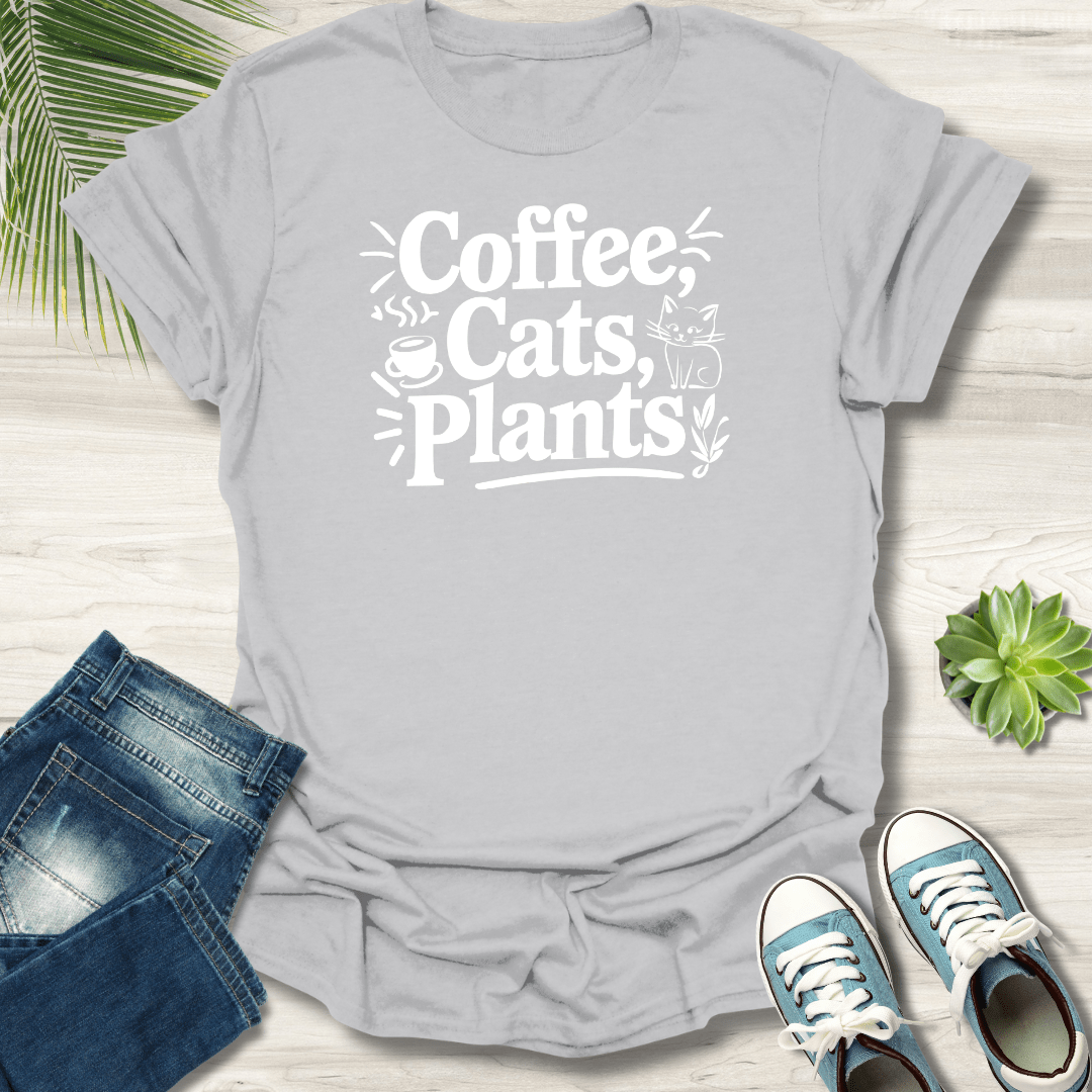 Coffee, Cats and Plants T-Shirt