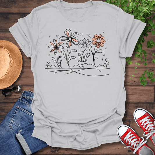 Hand Drawn Flowers T-Shirt