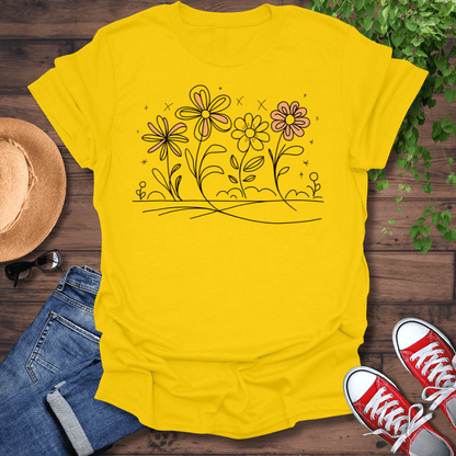 Hand Drawn Flowers T-Shirt