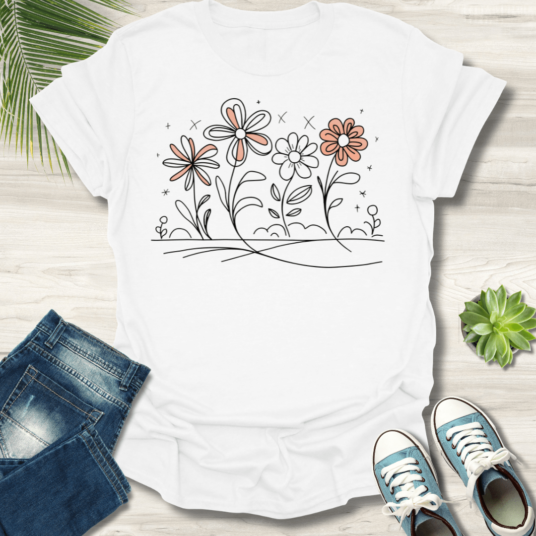 Hand Drawn Flowers T-Shirt